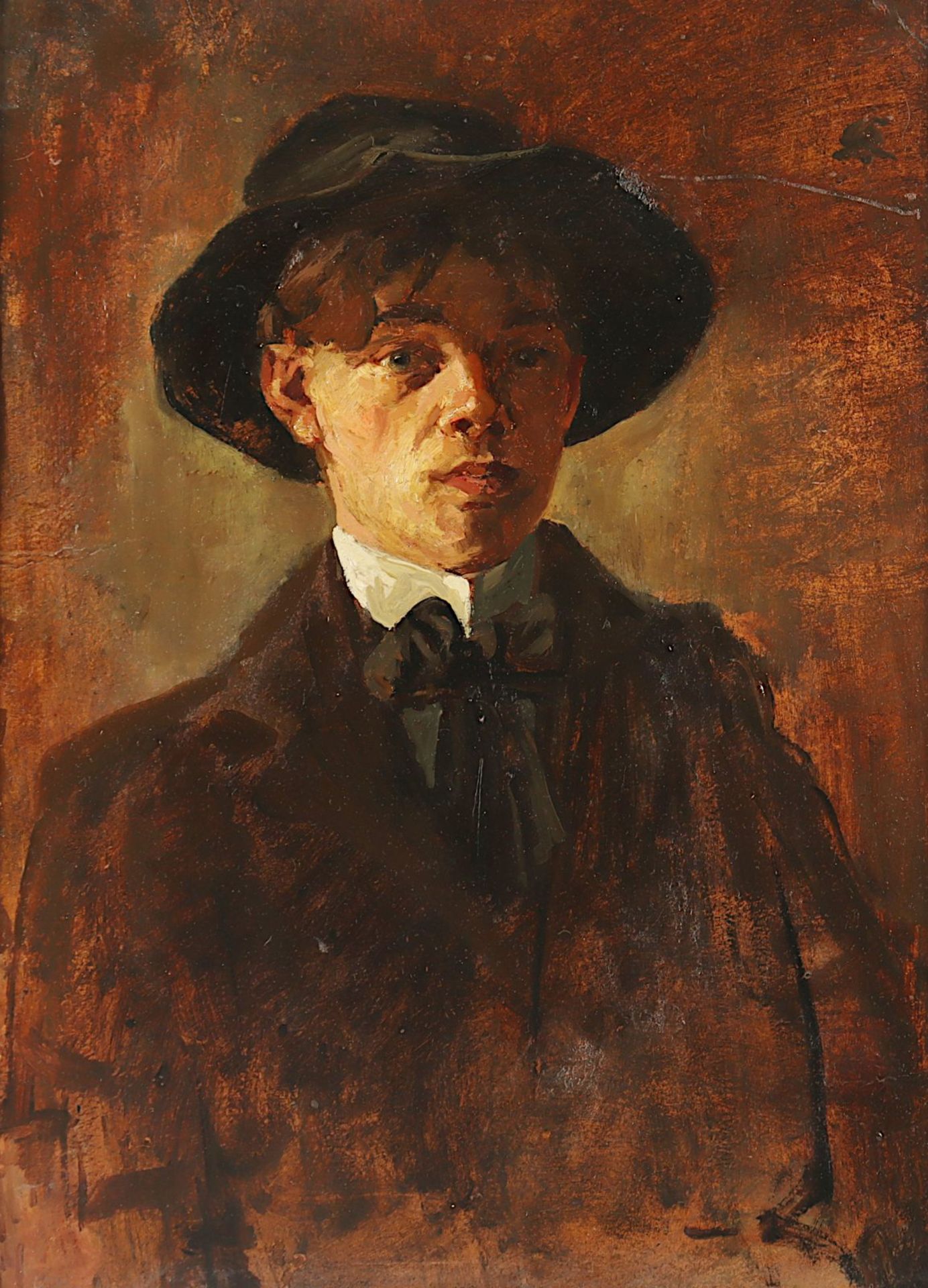 SCHNEIDER, W. (Tschechien 1.H.20.Jh.), "Portrait eines Mannes mit Hut", R.