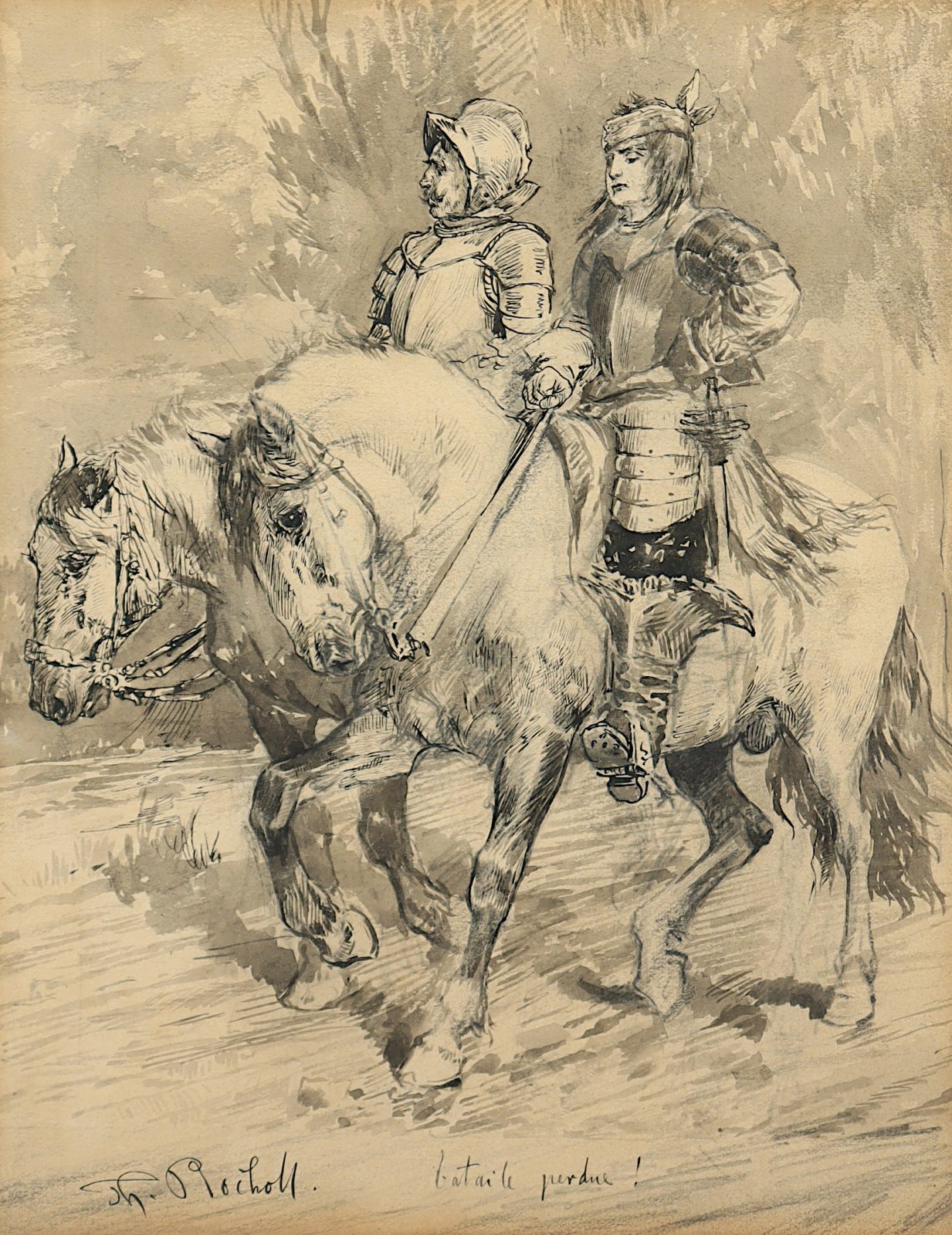 ROCHOLL, Theodor Rudolf (1854-1933), "Zwei reitende Soldaten", R. - Image 2 of 2