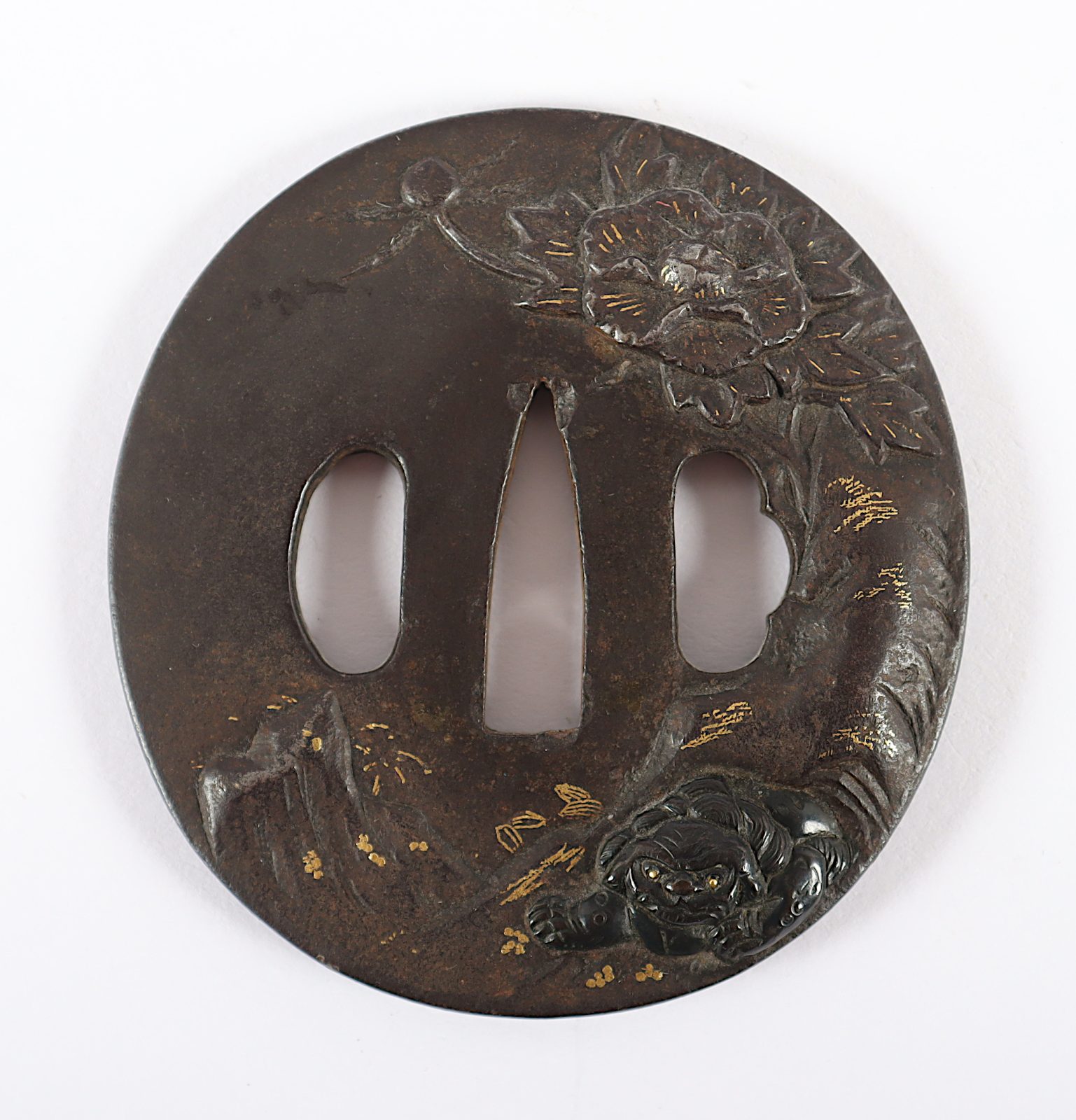 Tsuba, rund, shishi, JAPAN, 19.Jh.