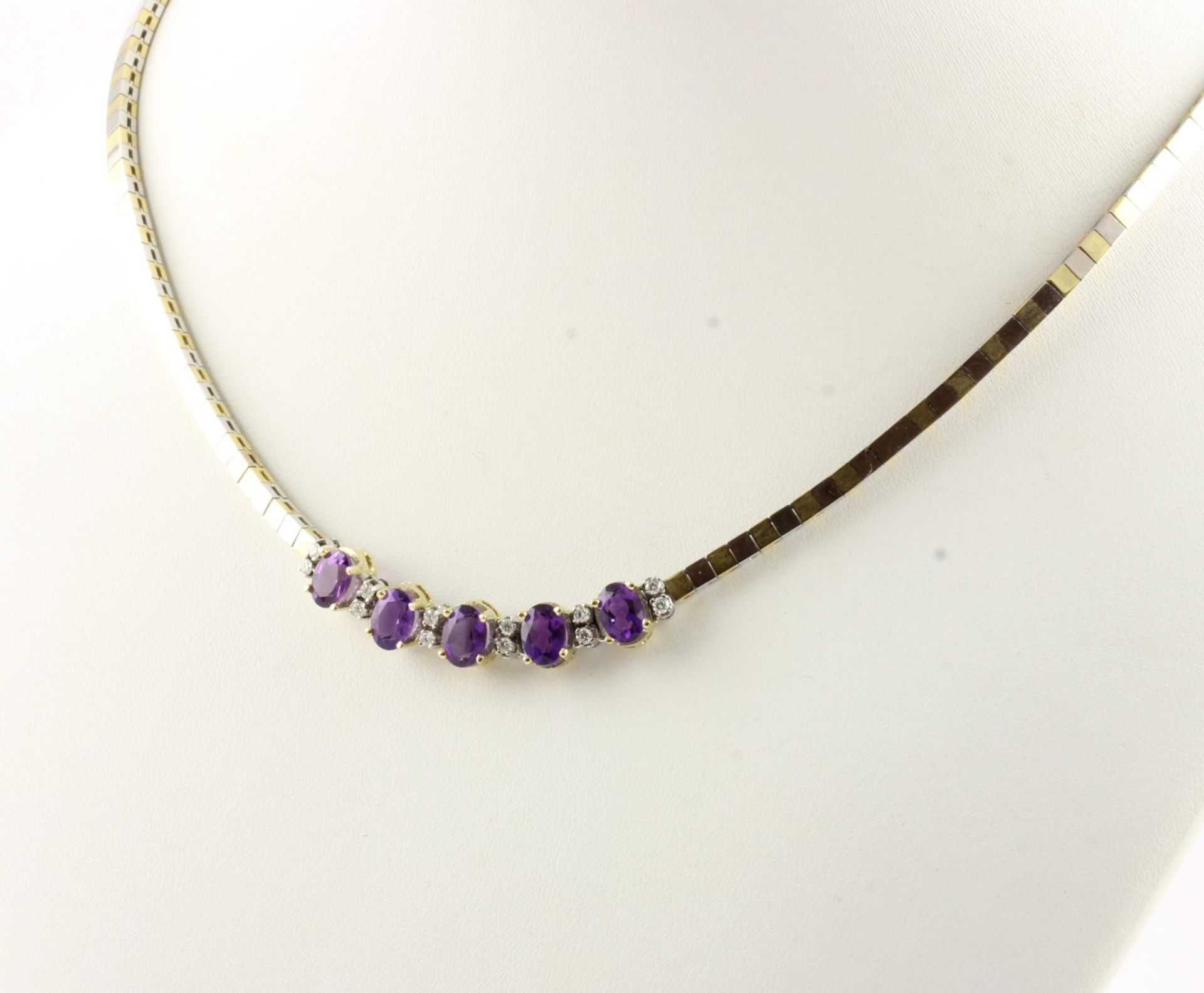 Amethyst-Collier, 585/ooo WG/GG, Brill. - Image 2 of 2