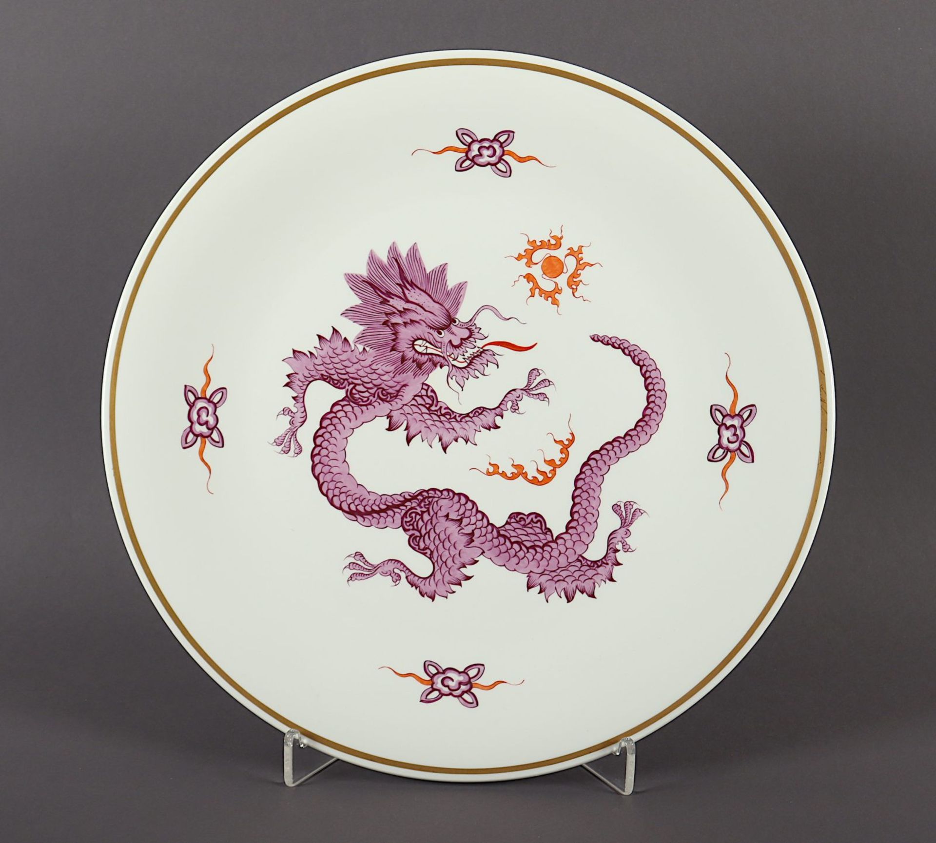 Grosse Platte, Mingdrache lila, MEISSEN, 1985