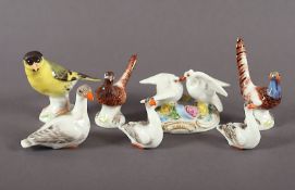 sieben Miniaturfiguren Vögel, Meissen, 20.Jh.