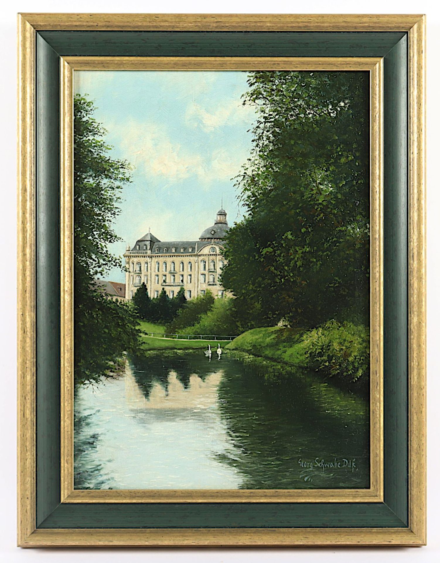 SCHWABE, Georg (Maler A.20.Jh.), "Blick auf das Parkhotel in Düsseldorf", R.