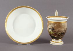 Ansichtentasse "Weißenfels" mit Untertasse, Deutsch, um 1840