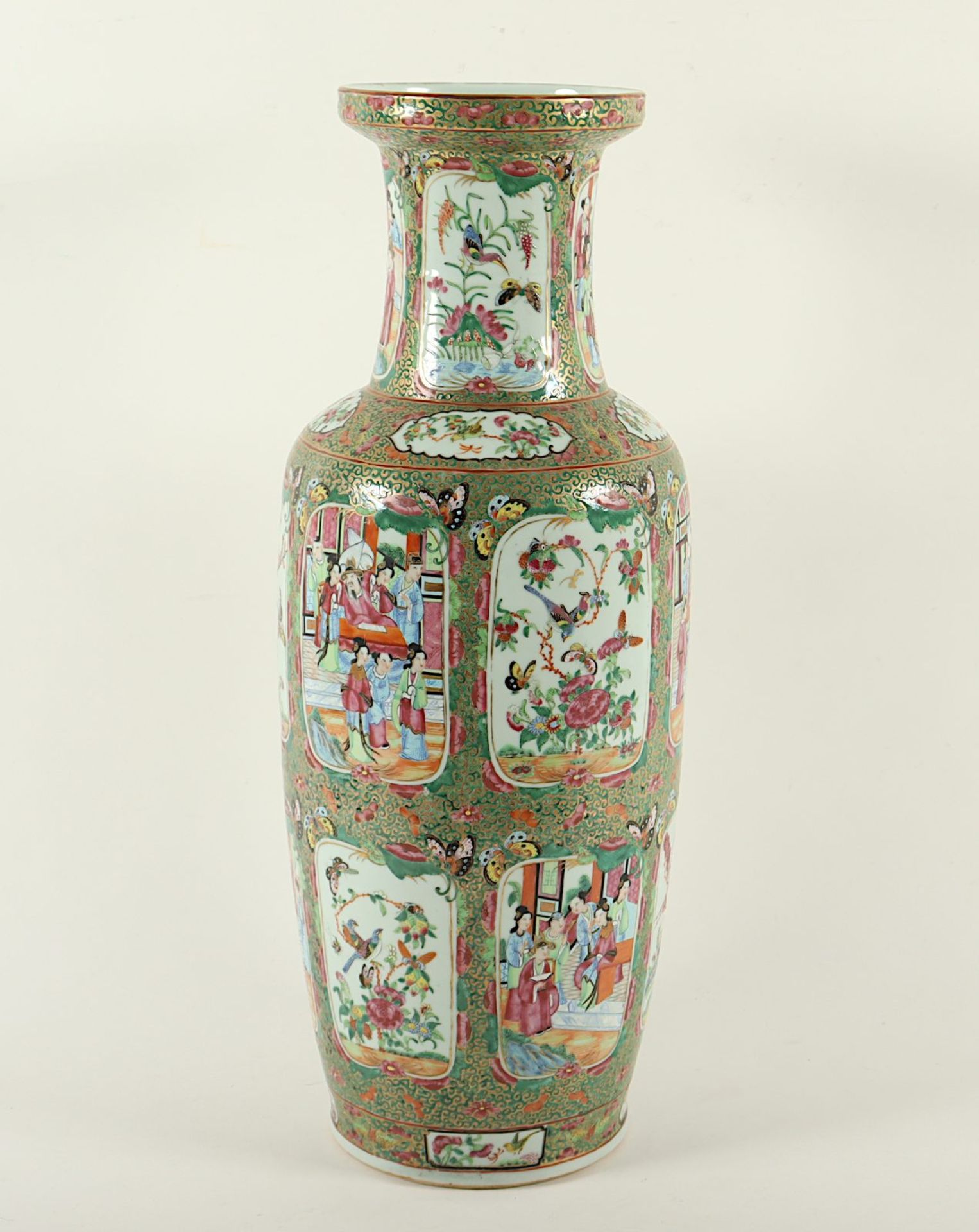 große Vase, Porzellan, Kanton-Stil, CHINA, 19.Jh.