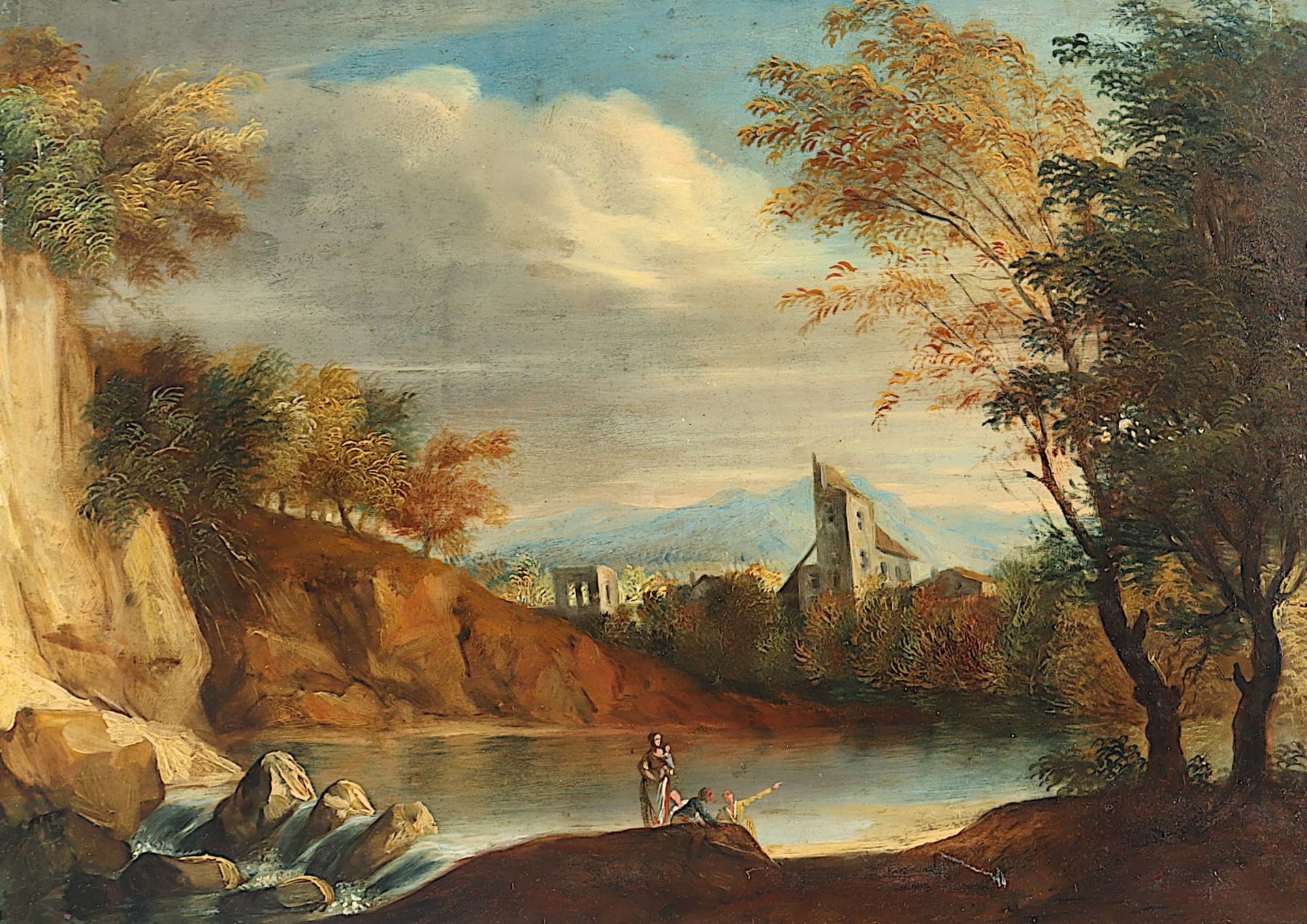 MALER A.19.JH., "Landschaft mit Flusslauf", R.