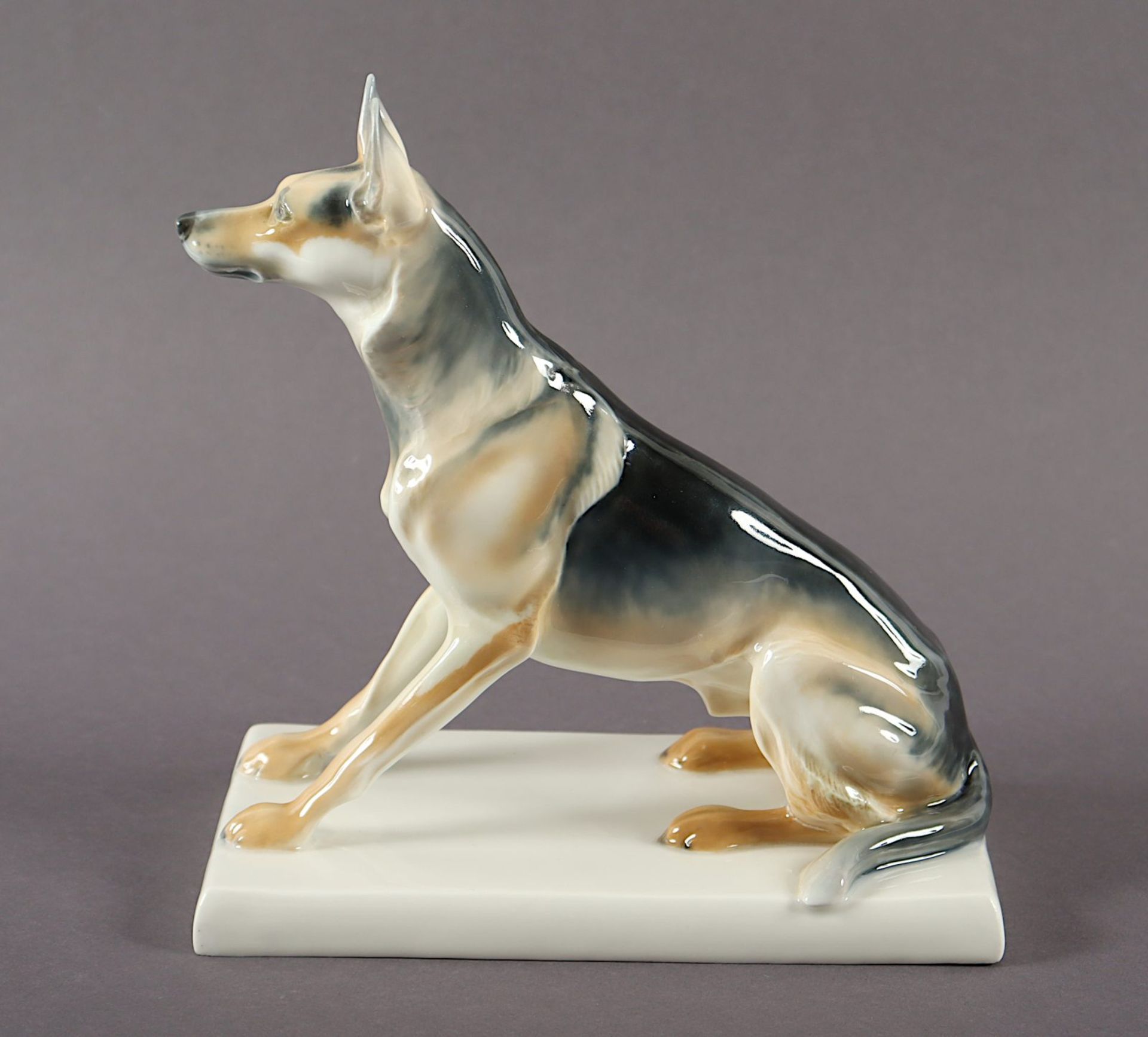 sitzender Schäferhund, Paul Walther, Meissen, vor 1924 - Image 2 of 5