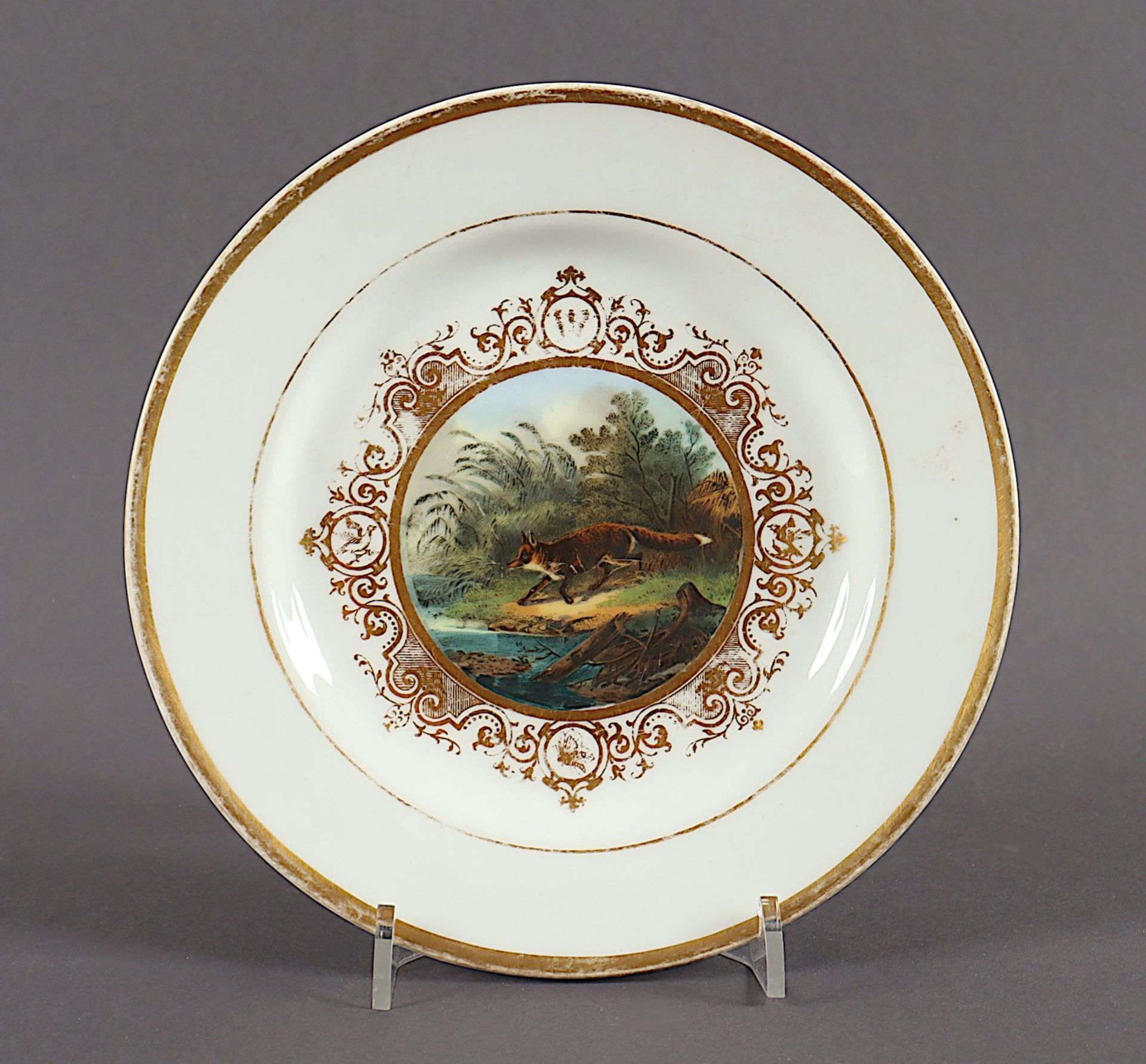 Dessertteller, Fuchs, besch., DEUTSCH, um 1840