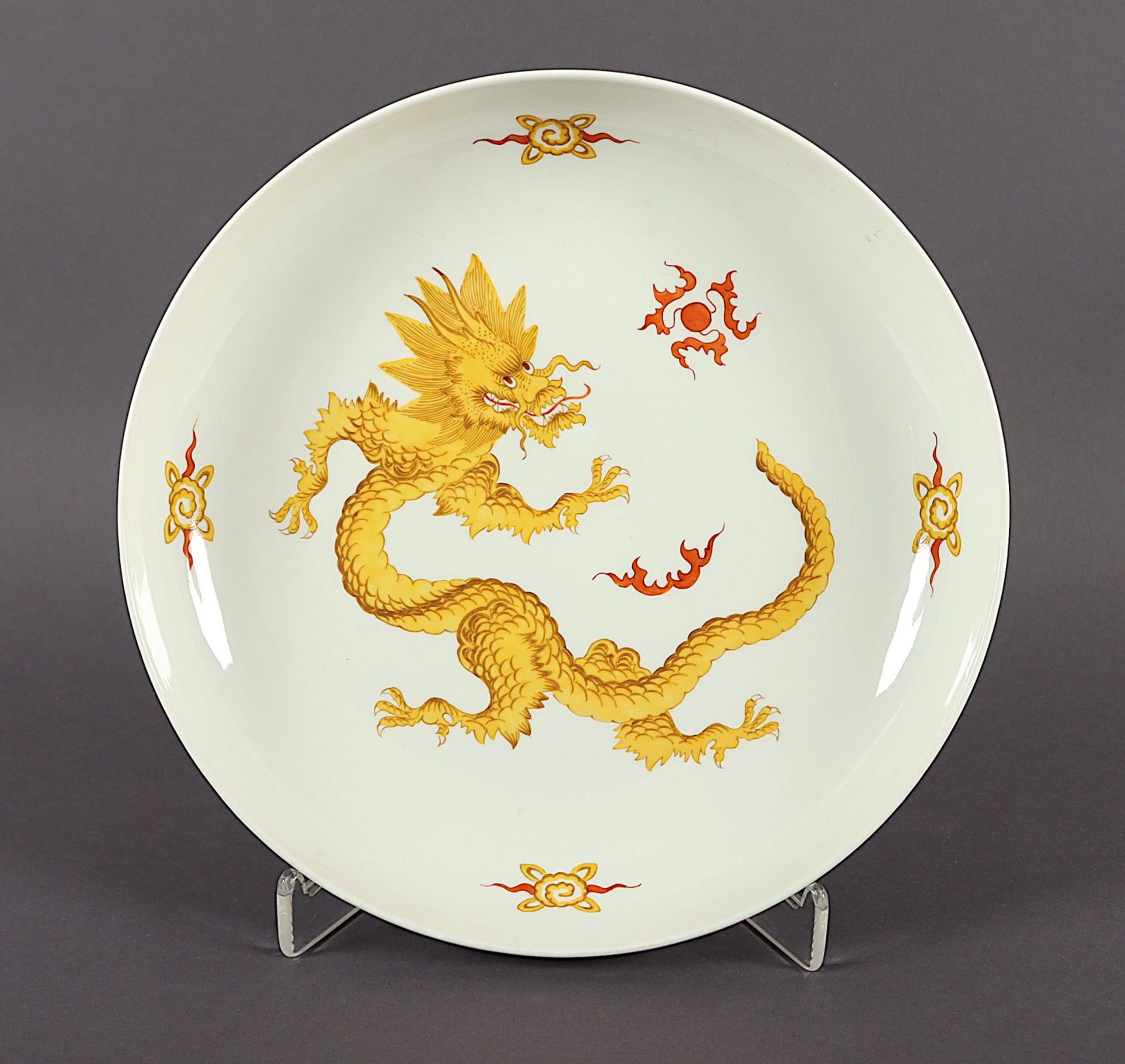 Schale, Mingdrache gelb, Meissen, 20.Jh.