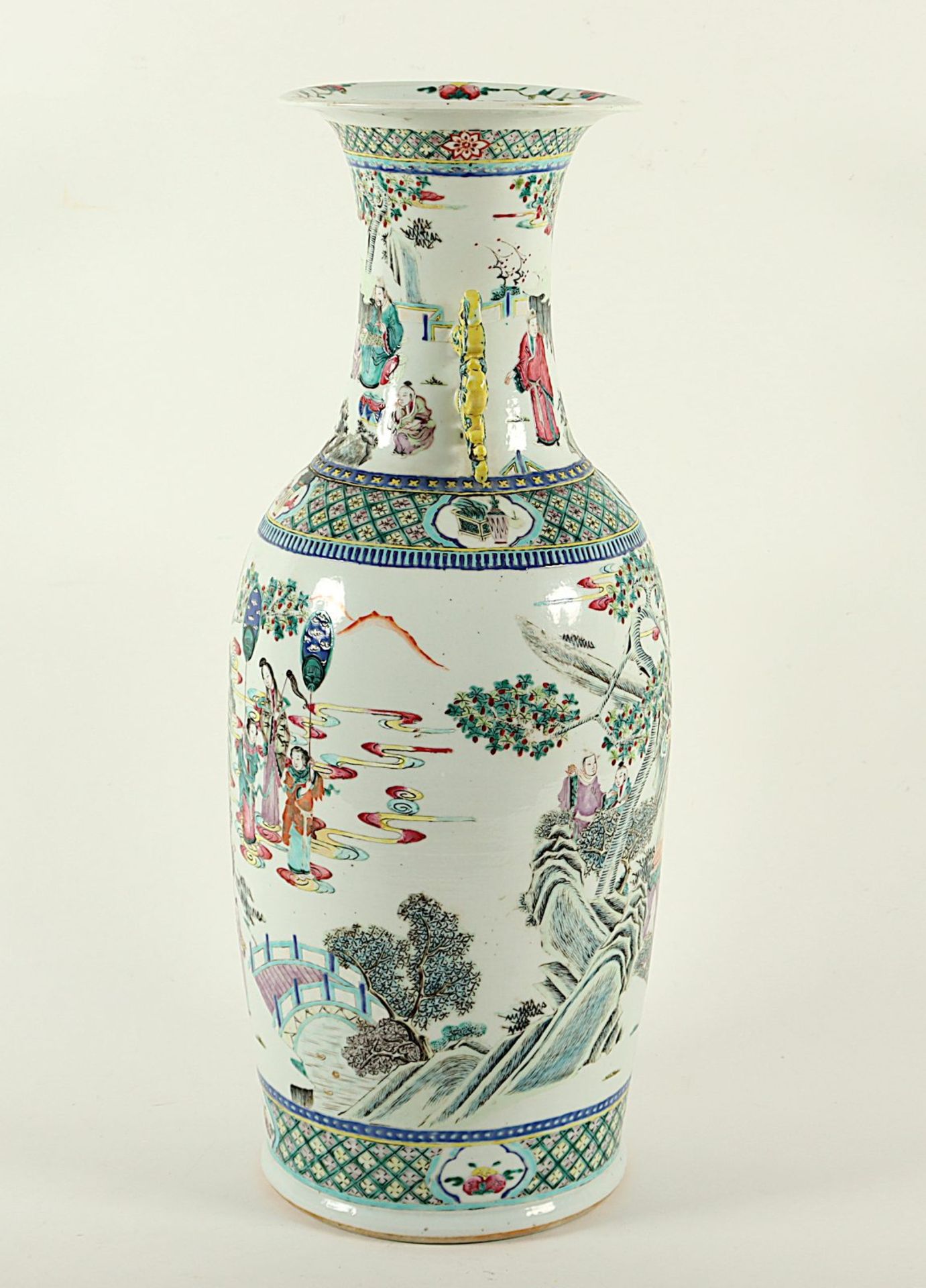 Vase, Porzellan, famille rose, Gottheiten, China, E.19.Jh. - Image 2 of 6