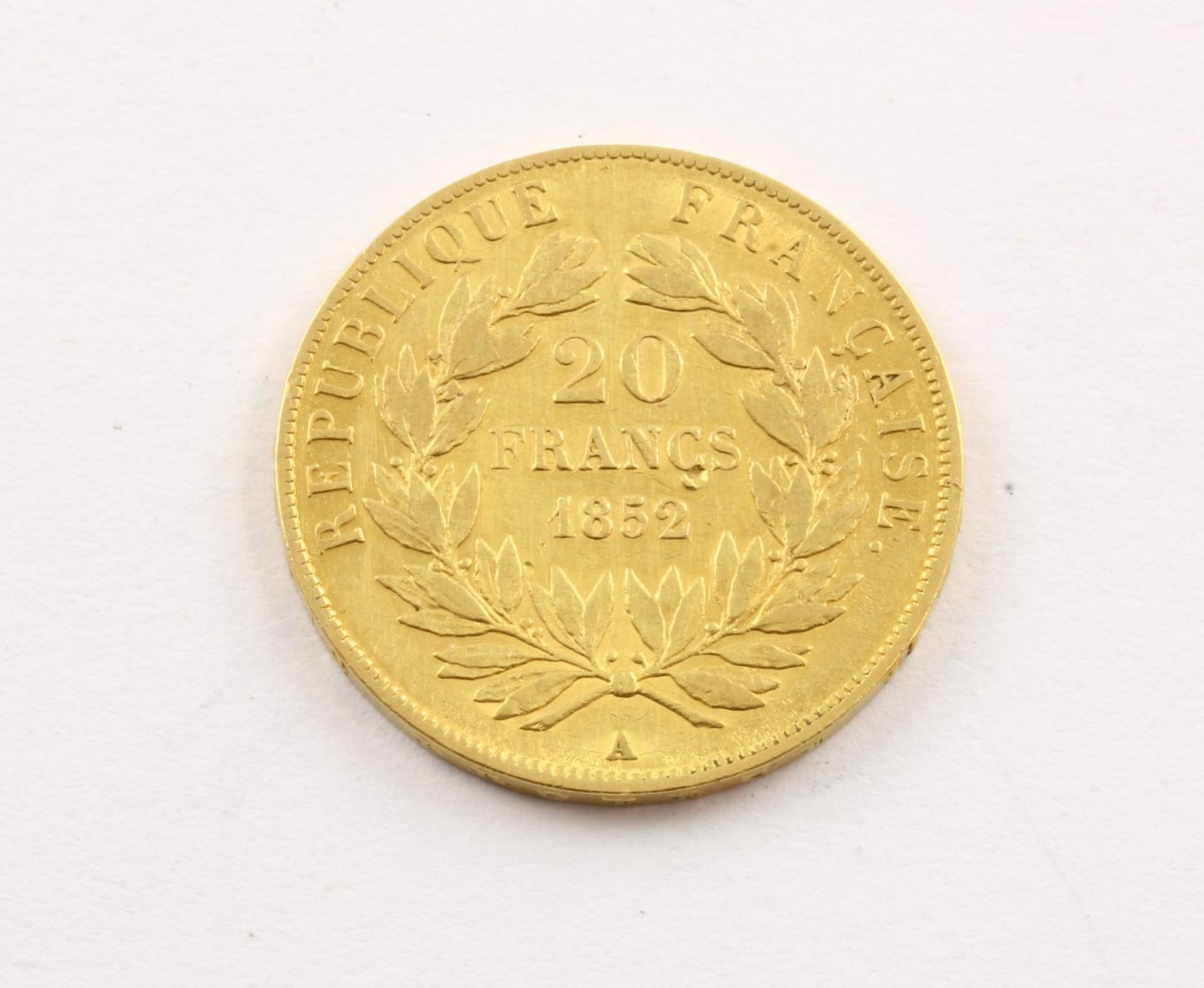 GOLDMÜNZE, 20 FRANCS, "KAISER NAPOLEON III", 1852 - Image 2 of 2