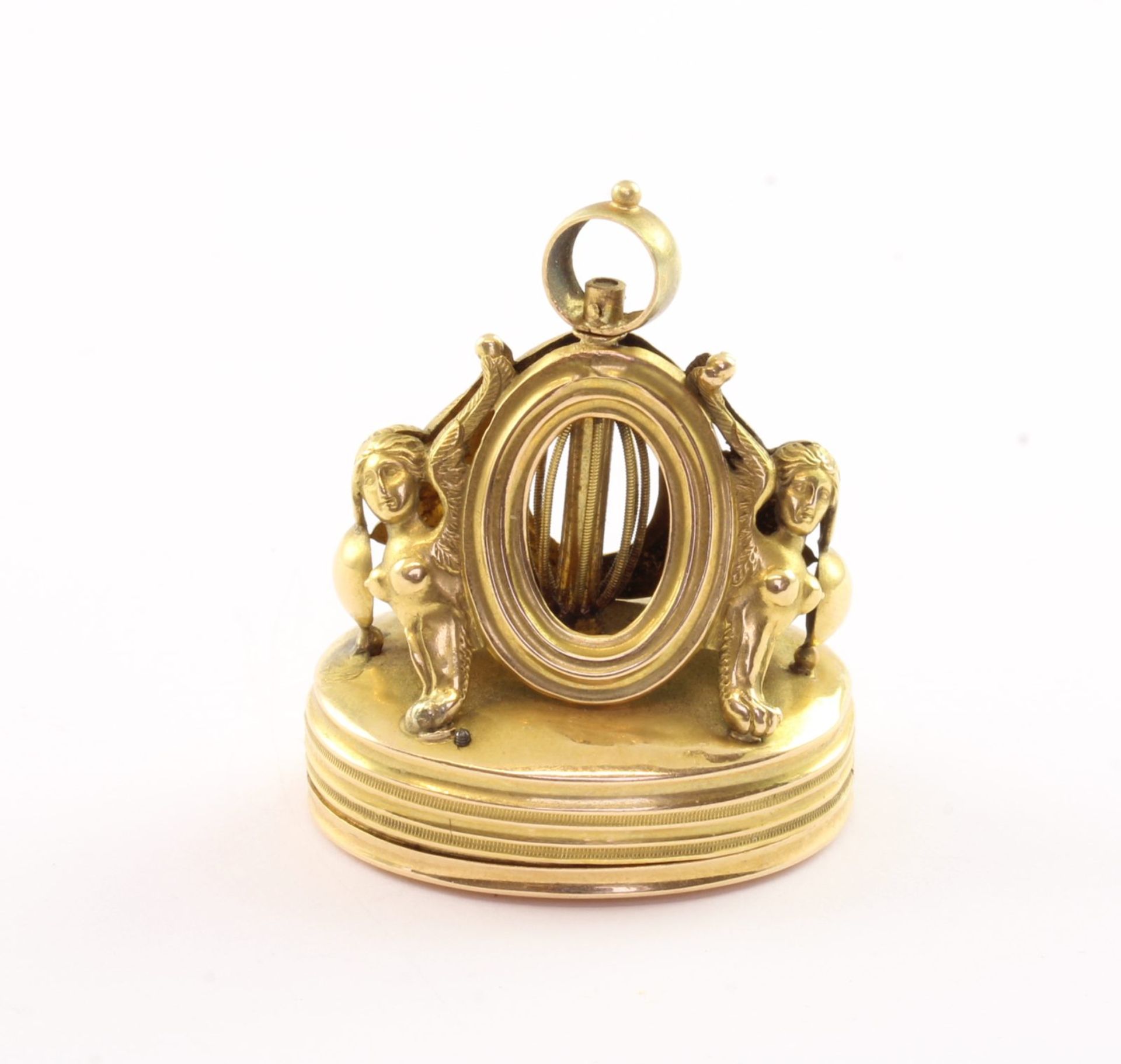 Seltene Miniaturspieluhr, 750/ooo Gelbgold, Frankreich/Schweiz, um 1800