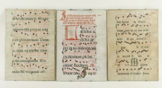 Drei Blätter aus einem Missale, Pergament, R.