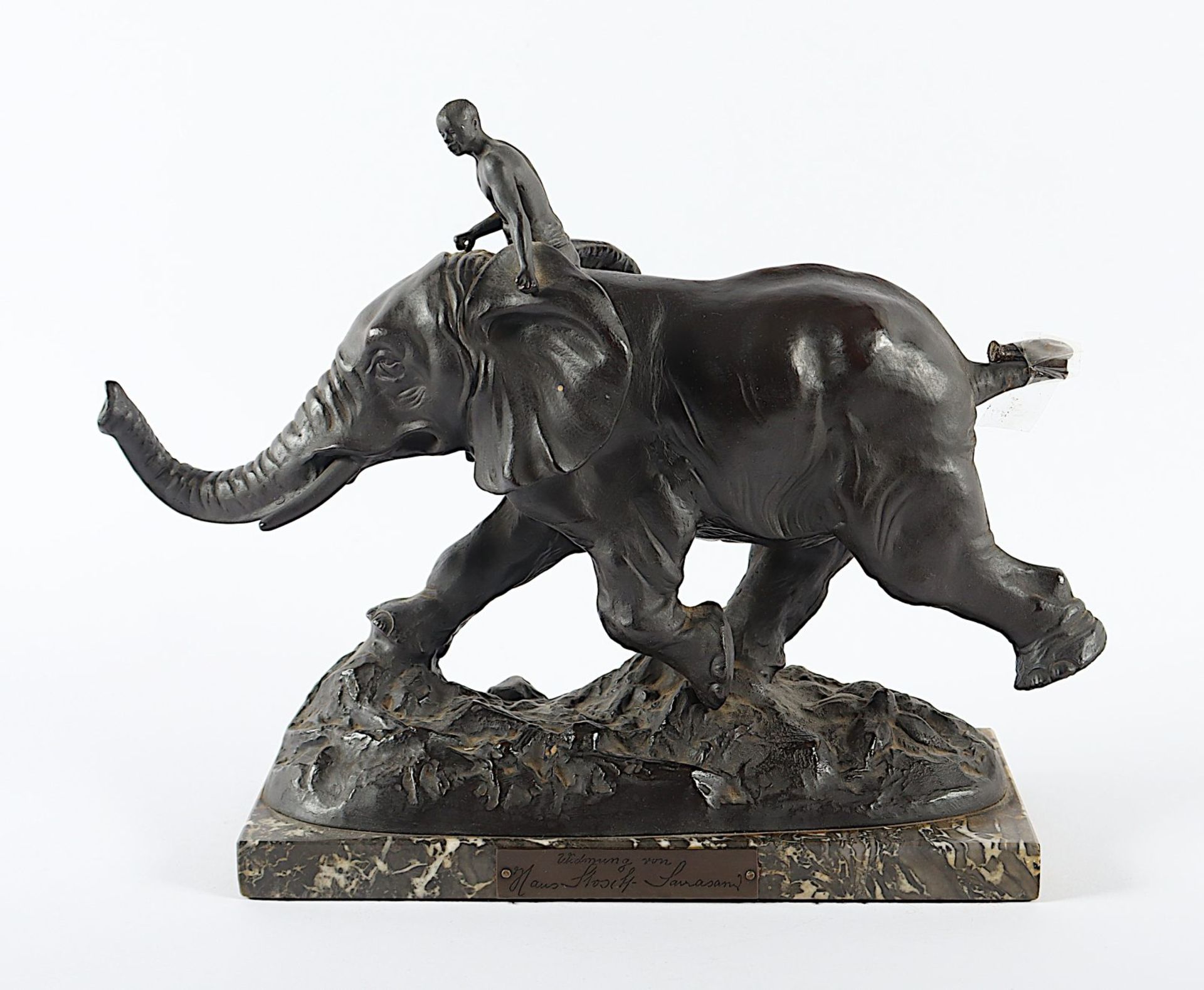 Laufender Elefant mit Reiter, besch., um 1920/30 - Bild 2 aus 4