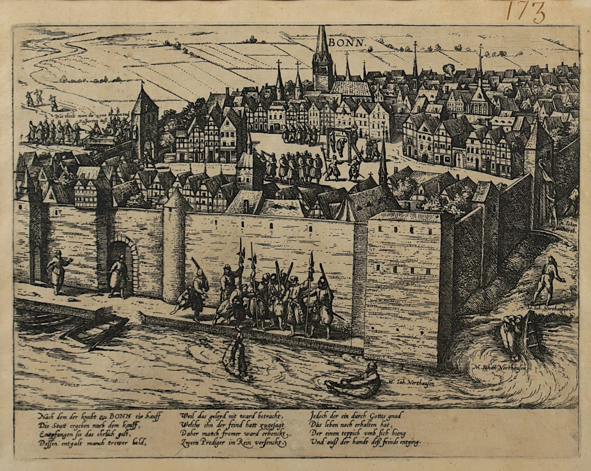 Ansicht auf Bonn, Kupferstich, R. - Image 2 of 2