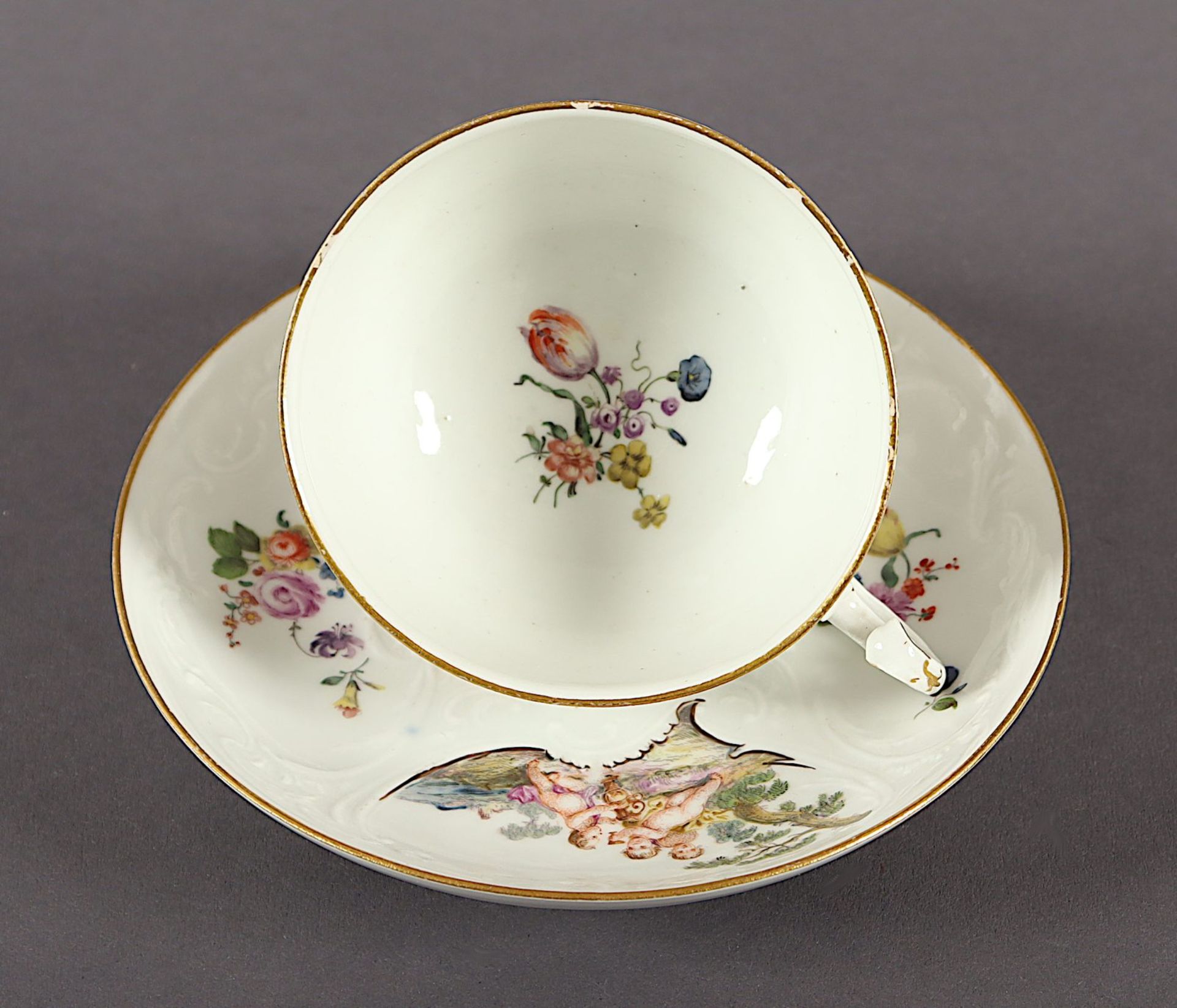 Tasse mit Untertasse, Doulong, Putten, Meissen, 18.Jh. - Bild 3 aus 4