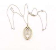 Collier an Kette, 585/ooo WG/GG, Silber