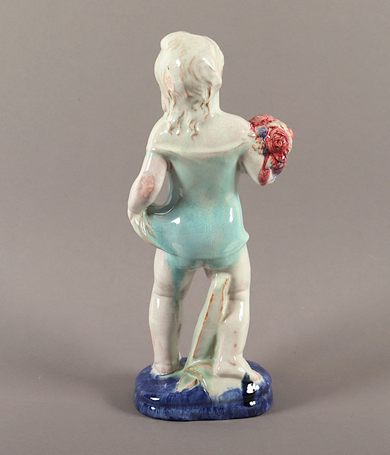 Art Deco-Figur, Steinzeug, Mädchen mit Blumenstrauß - Bild 2 aus 2