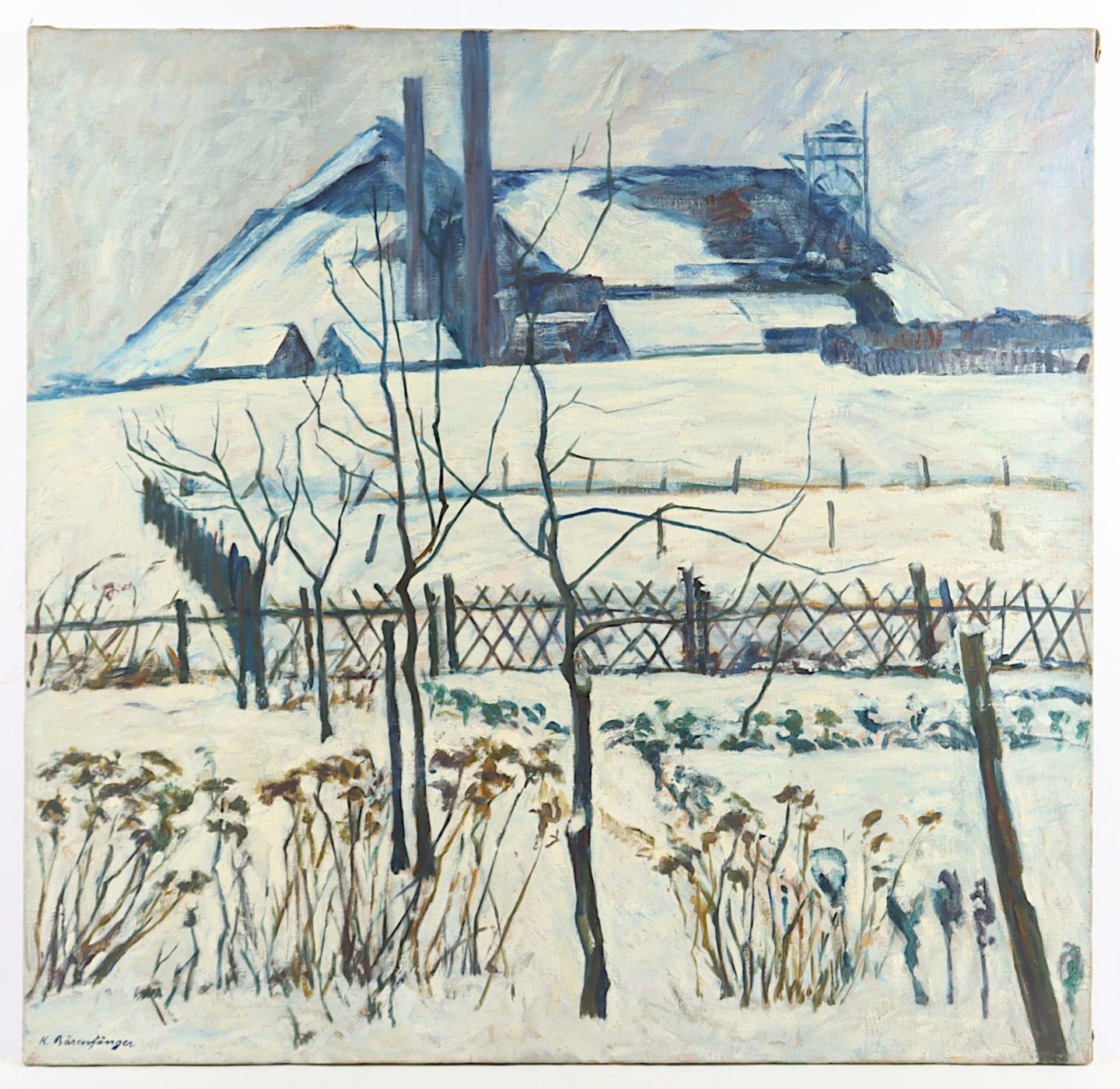 BÄRENFÄNGER, Karl (1888-1947), "Winterliche Industrielandschaft", ungerahmt - Image 2 of 4