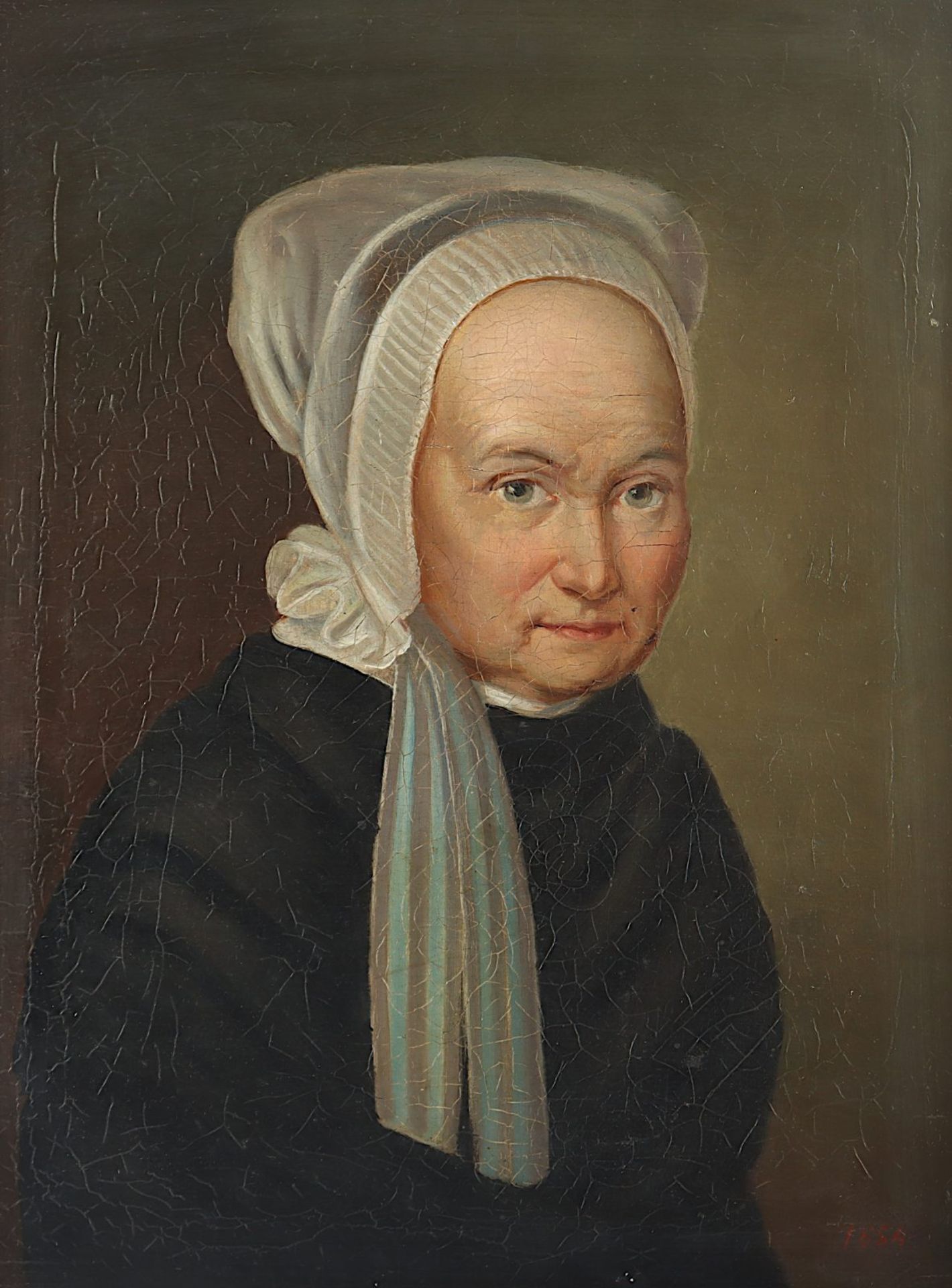 PORTRAITMALER M.19.JH., "Bildnis einer Frau mit Haube", R. - Image 2 of 3