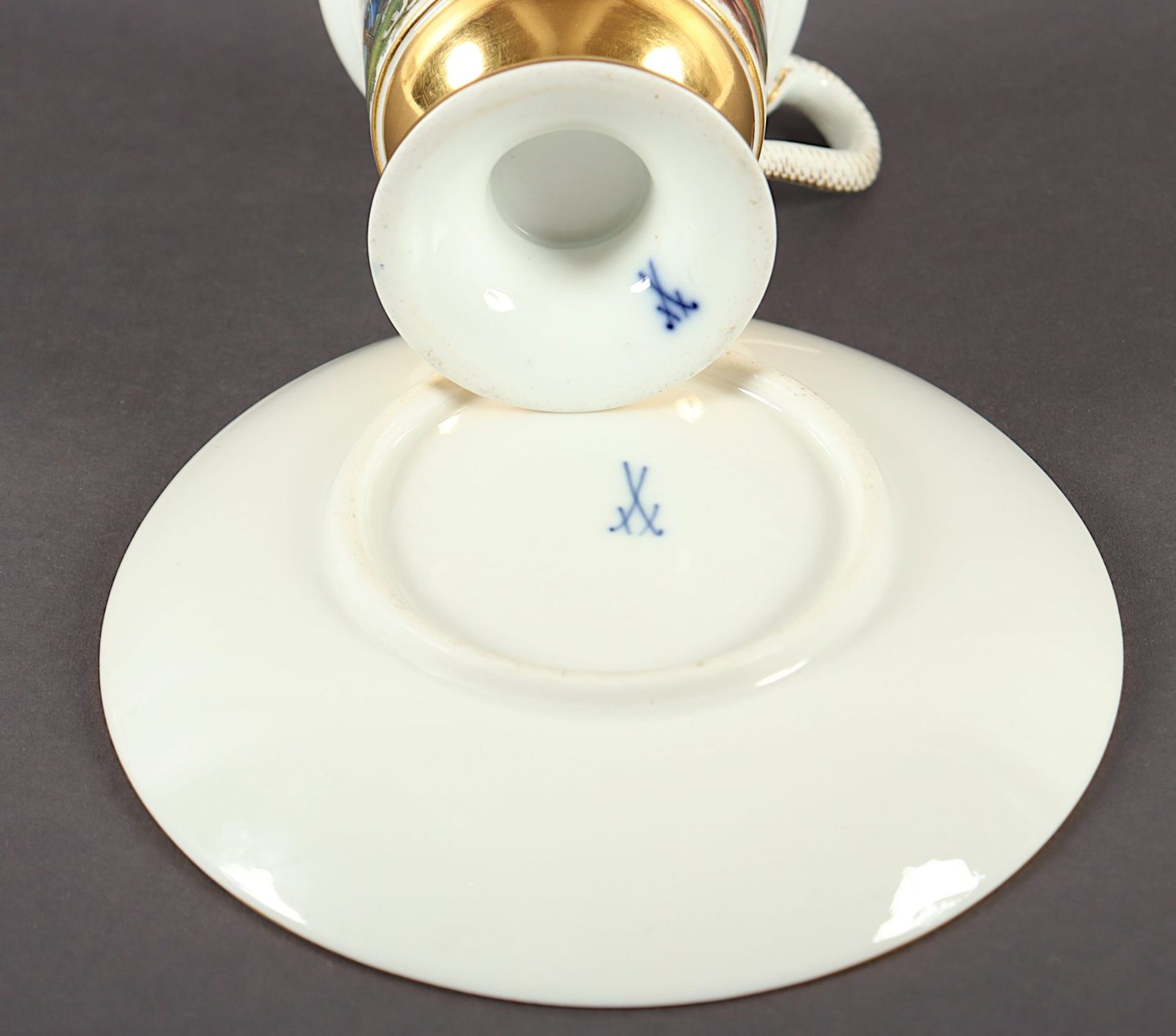 Tasse mit Untertasse, Völkerschlacht Leipzig, MEISSEN, um 1913 - Image 3 of 3