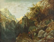 WINKLER, Olof (1843-1895), "Blick in eine Tiroler Alpenschlucht", besch., R.