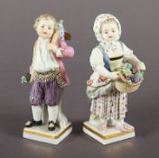 zwei Figuren Gärtnerkinder, Acier, Meissen, E.19.Jh.