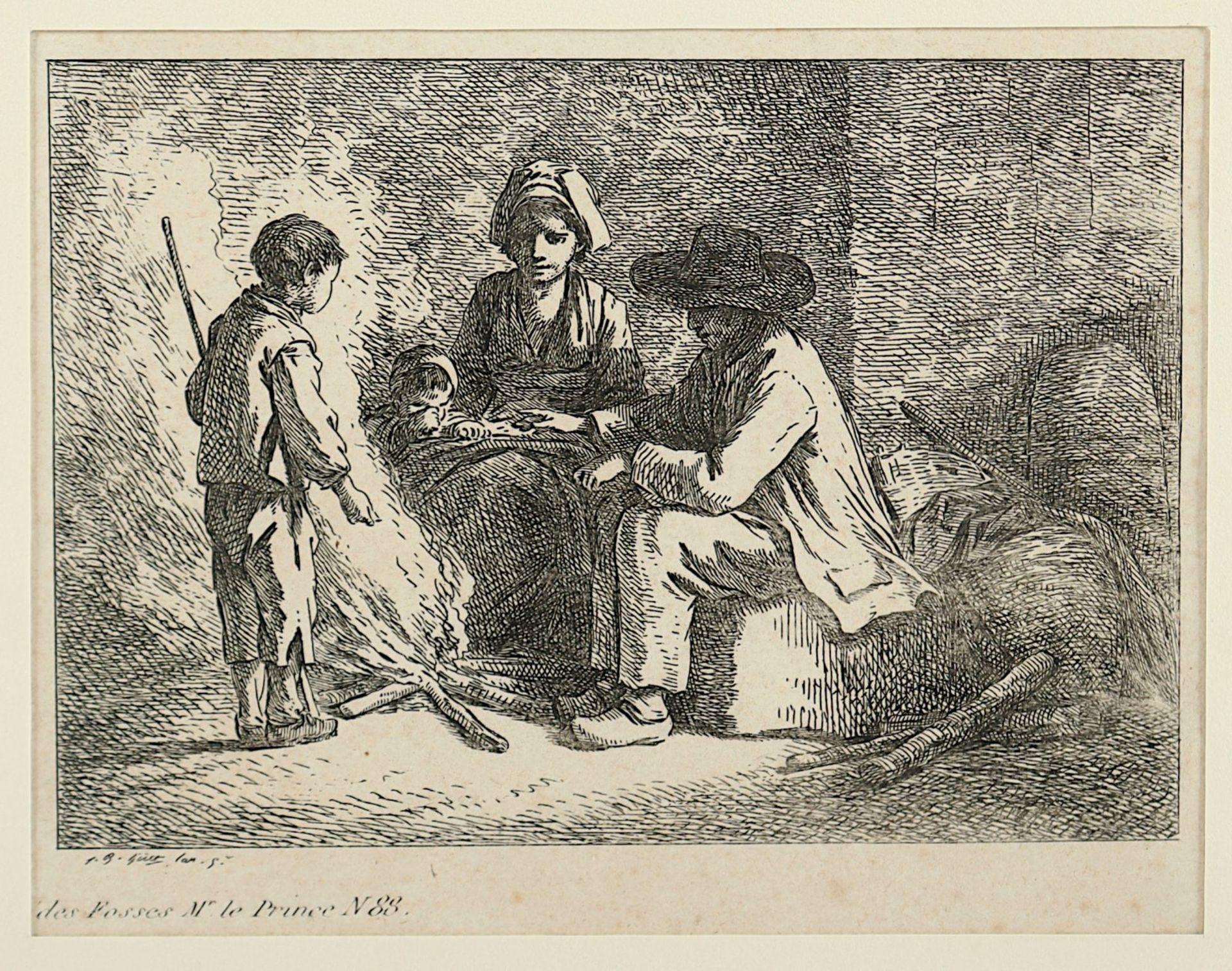 Huet, Jean Baptiste, ZWEI STICHE, "Kinder", R. - Image 3 of 3