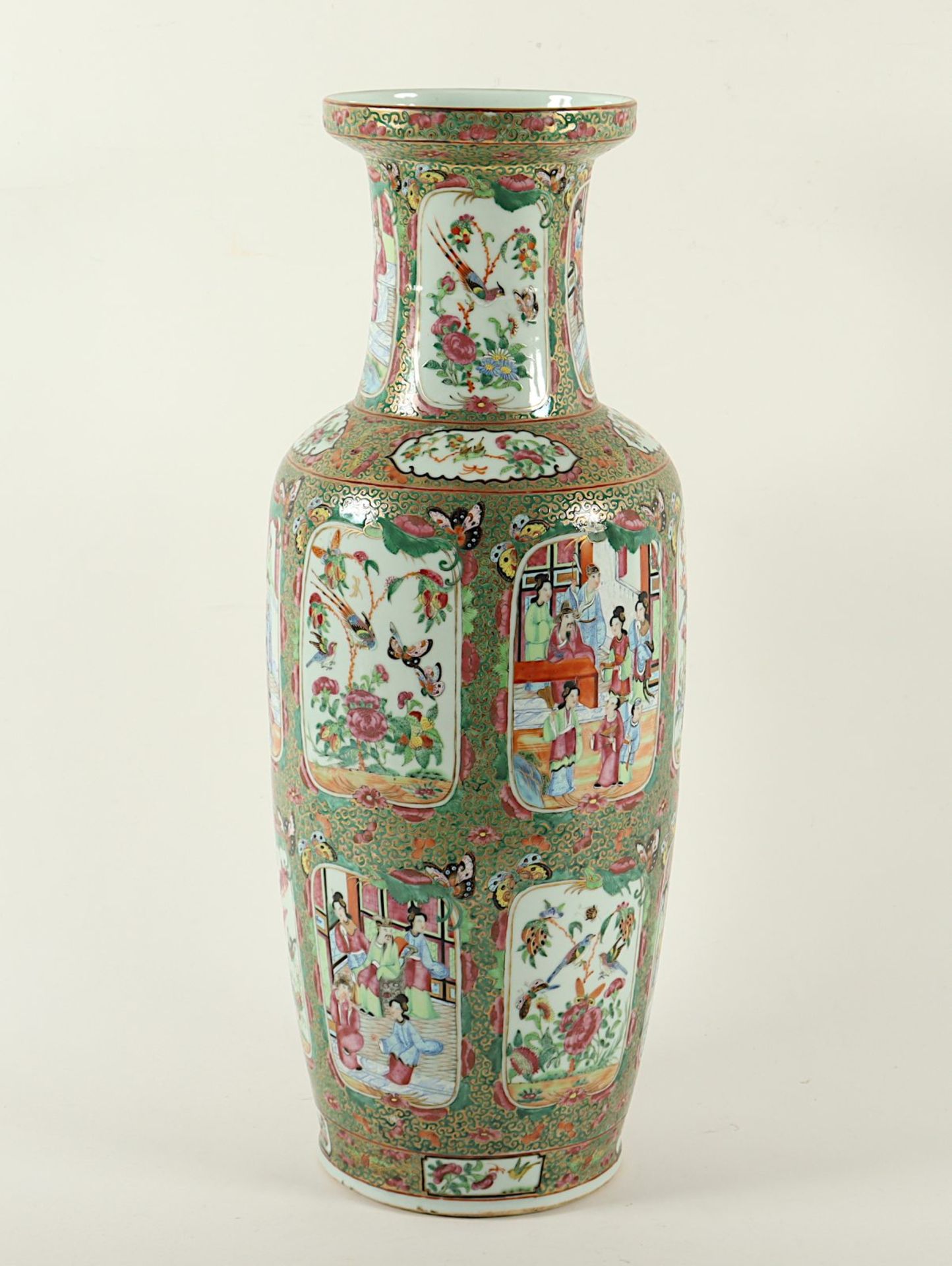 große Vase, Porzellan, Kanton-Stil, CHINA, 19.Jh. - Bild 3 aus 6