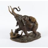 Gruppe "Elefant mit zwei Tigern kämpfend", Bronze