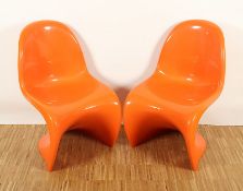 Paar Panton-Chairs, orange