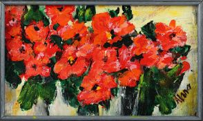 Alana, "Red flowers", Acryl/Holz, signiert