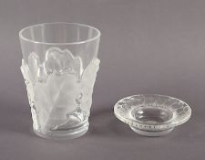 Vase und Schälchen, Glas, signiert Lalique