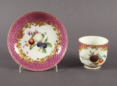 Tasse mit Untertasse, Früchte, Purpurschuppen, Meissen, um 1740