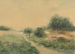 DENIS, J.J. (Aquarellist 1.H.20.Jh.), "Sommerliche Landschaft", R.