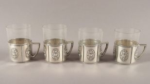 vier Teeglashalter, WMF, um 1910