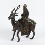 Weihrauchbrenner in Form von Shoulao auf einem Hirsch, Bronze, CHINA, 18.Jh.