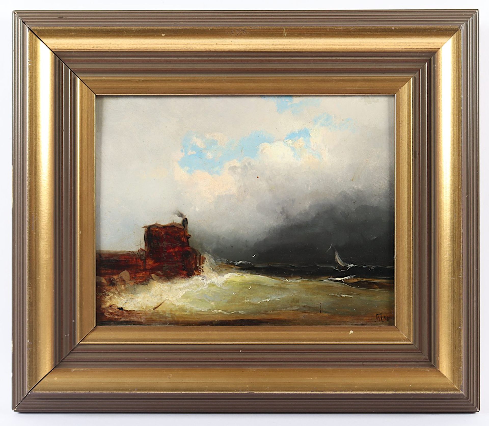 Achenbach, Andreas (1815-1910), "Stürmische Küstenlandschaft mit aufziehendem Gewitter", R. - Bild 2 aus 4
