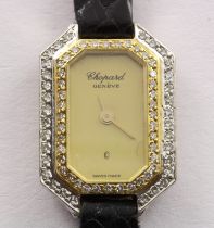 Armbanduhr, CHOPARD, WG/GG, kl. Brillanten, Lederarmband