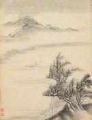 Malerei "Landschaft", Tusche auf Papier, CHINA, A.20.Jh.