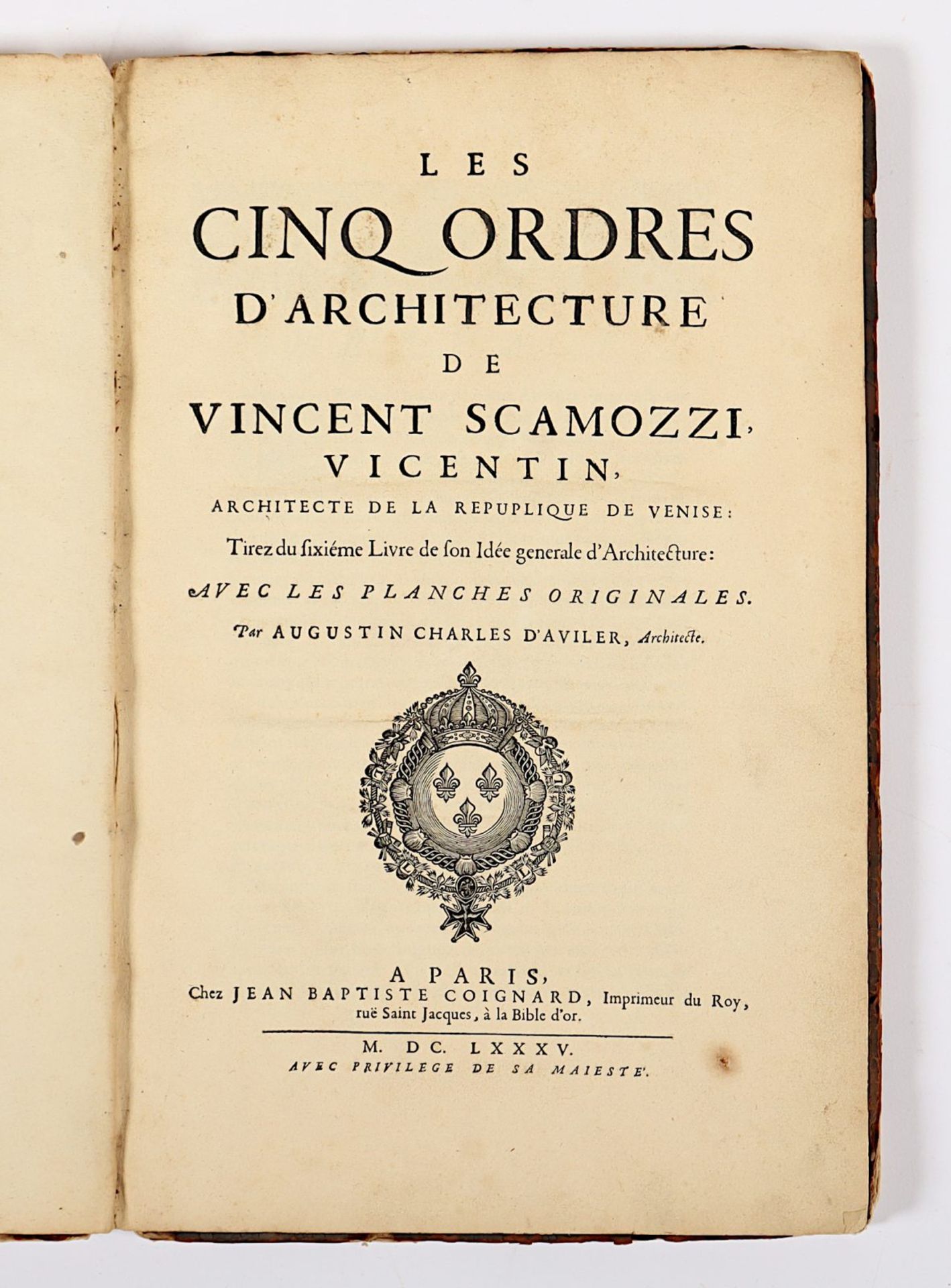 Buchband, Les 5 ordres d'architechture Scamozzi, 1685