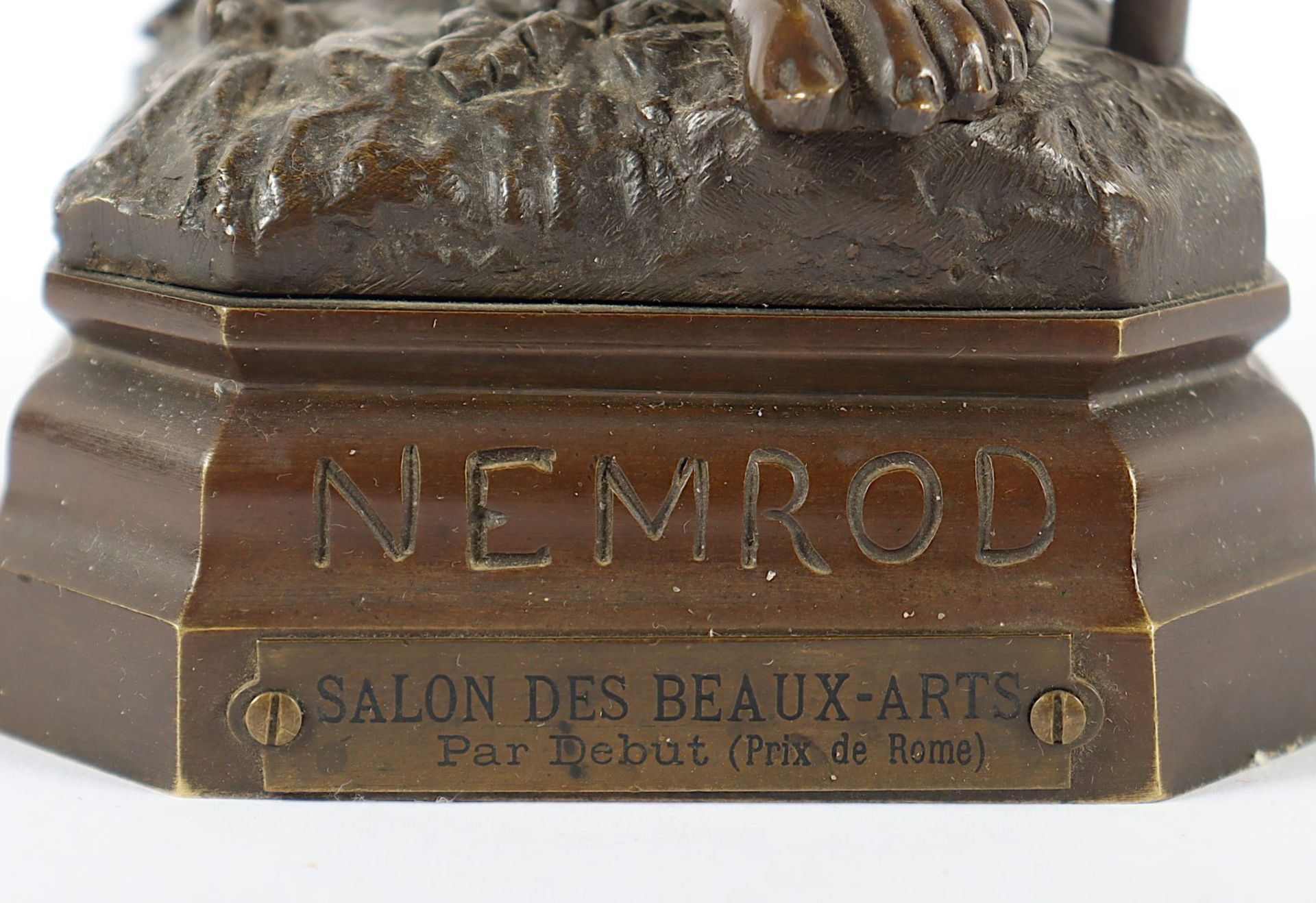 DEBUT, Jean Didier, "Nemrod", Bronze, H 33, Spitze des Speers fehlt - Image 6 of 6