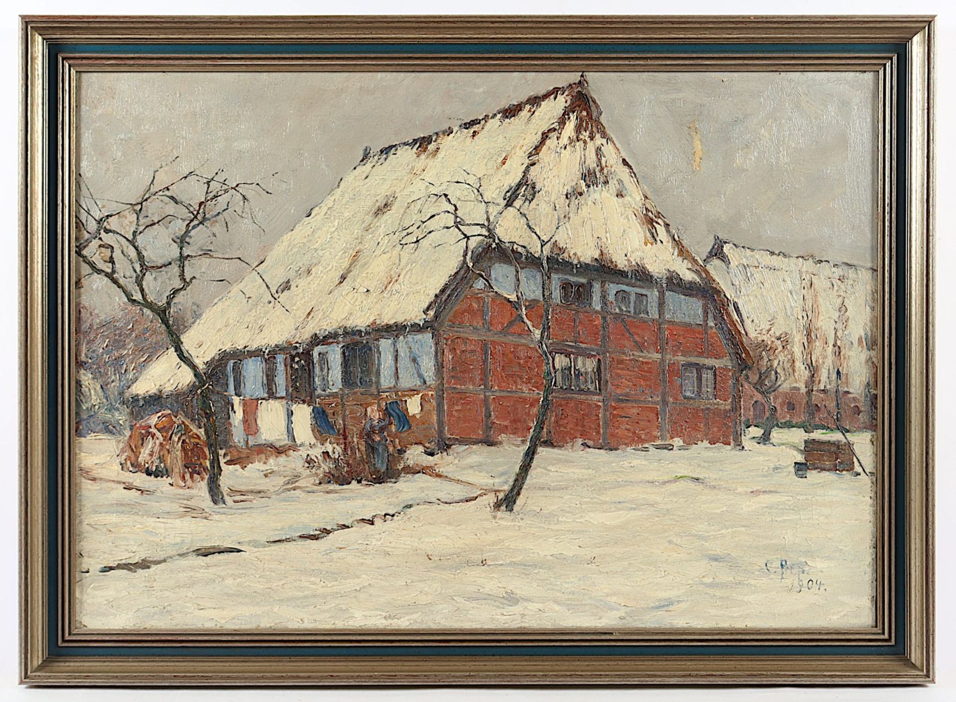 ARP, Carl (1867-1913), "Verschneites Bauernhaus", R.