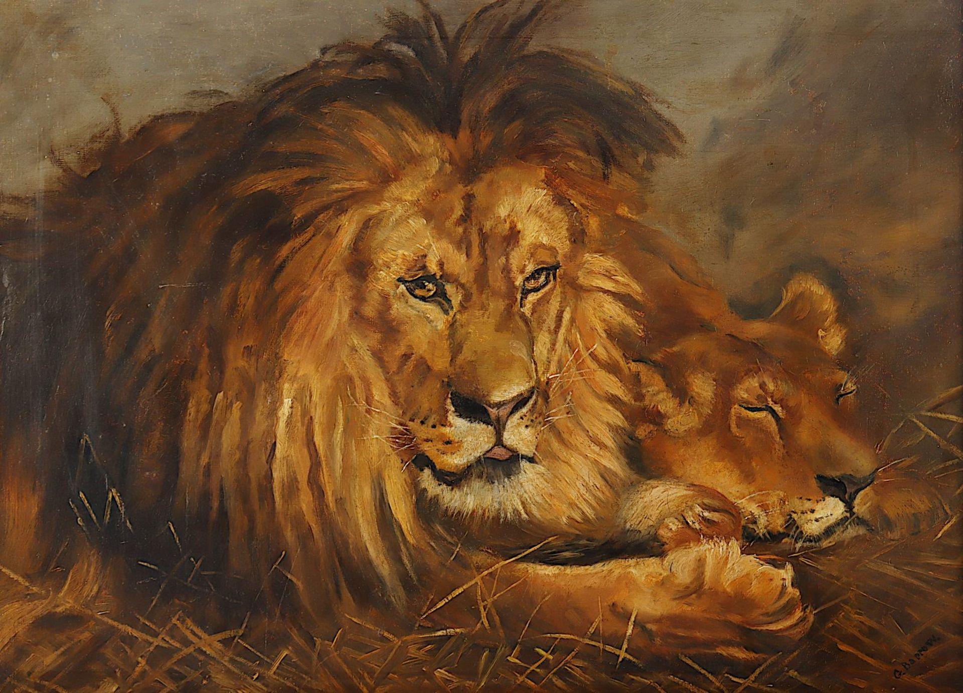 BARROW, A. (20.Jh.), "Löwenpaar", R.