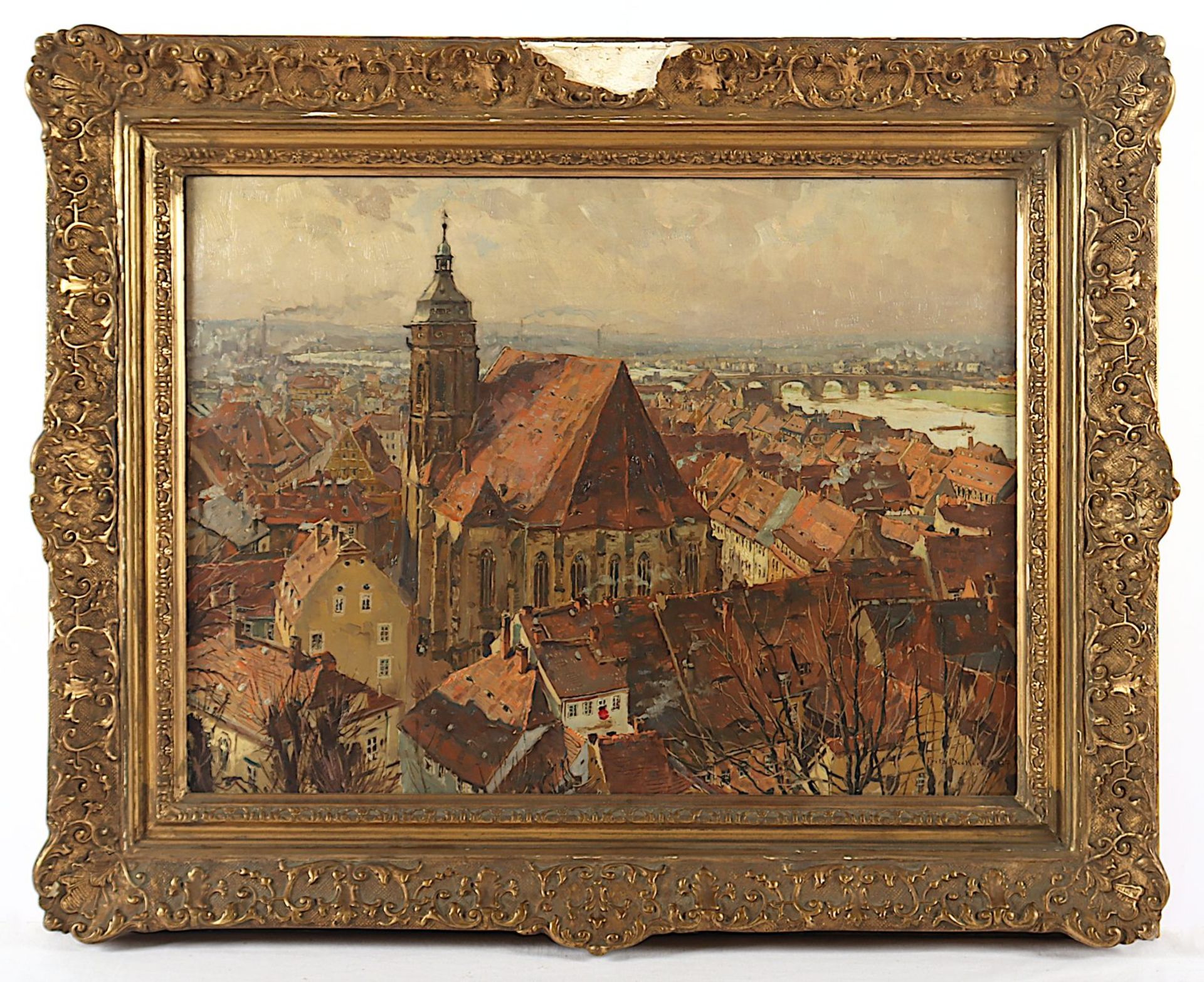 BECKERT, Fritz (1877-1962), "Blick auf die Marienkirche in Pirna", R. - Bild 2 aus 4