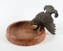 SCHALE "BIRKHAHN", Marmor, Bronze, deutsch, um 1920/30