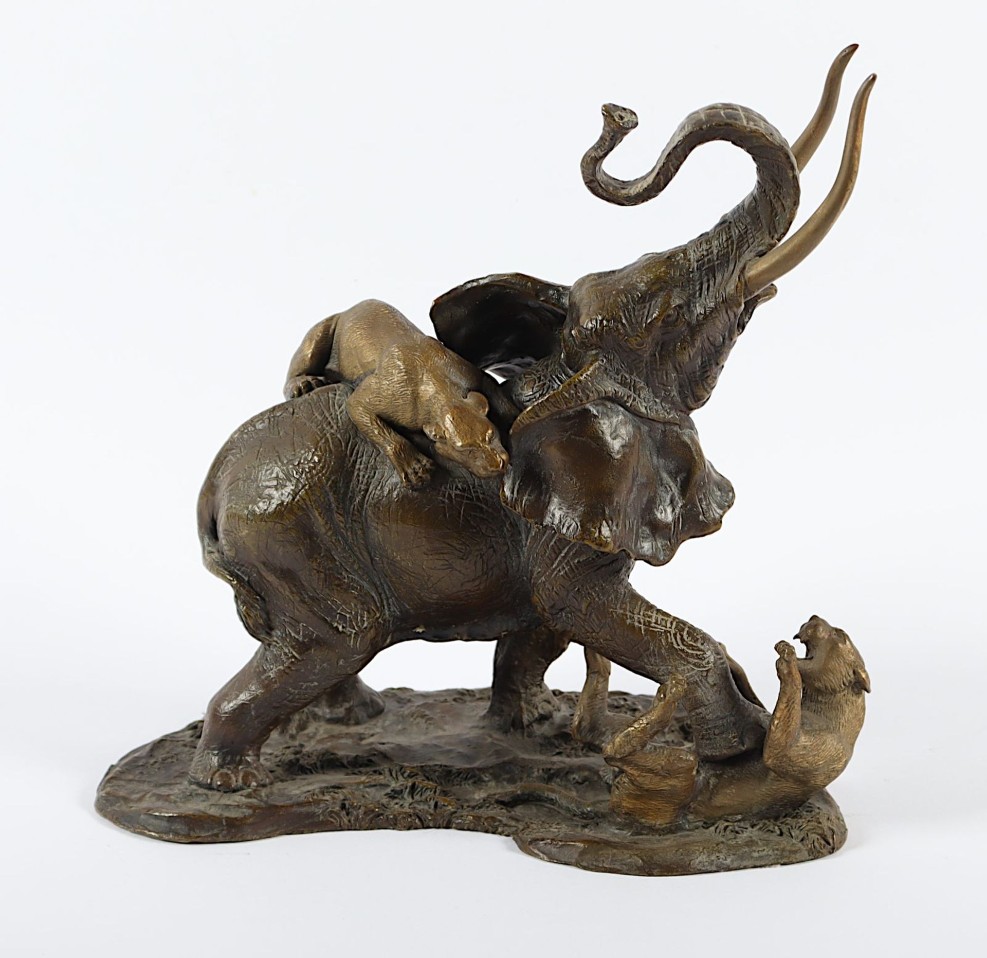 Gruppe "Elefant mit zwei Tigern kämpfend", Bronze - Image 2 of 2