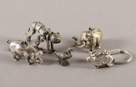 fünf Miniaturfiguren Tiere, Silber