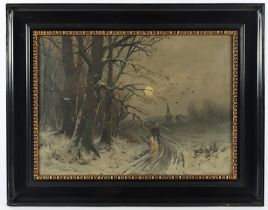 HERTEL, F. (Maler um 1900), "Winterlandschaft bei Vollmond", R.