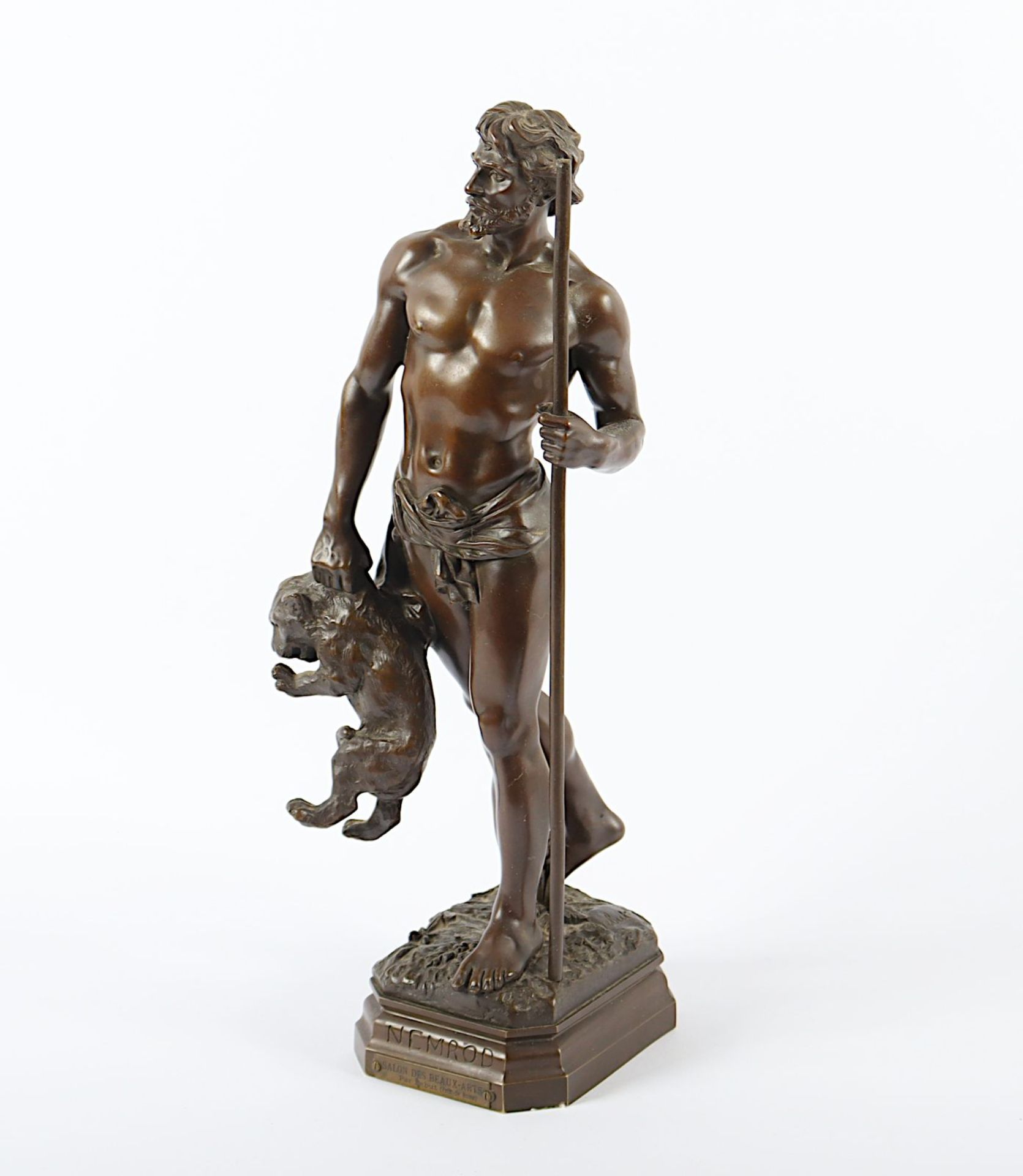 DEBUT, Jean Didier, "Nemrod", Bronze, H 33, Spitze des Speers fehlt - Bild 3 aus 6